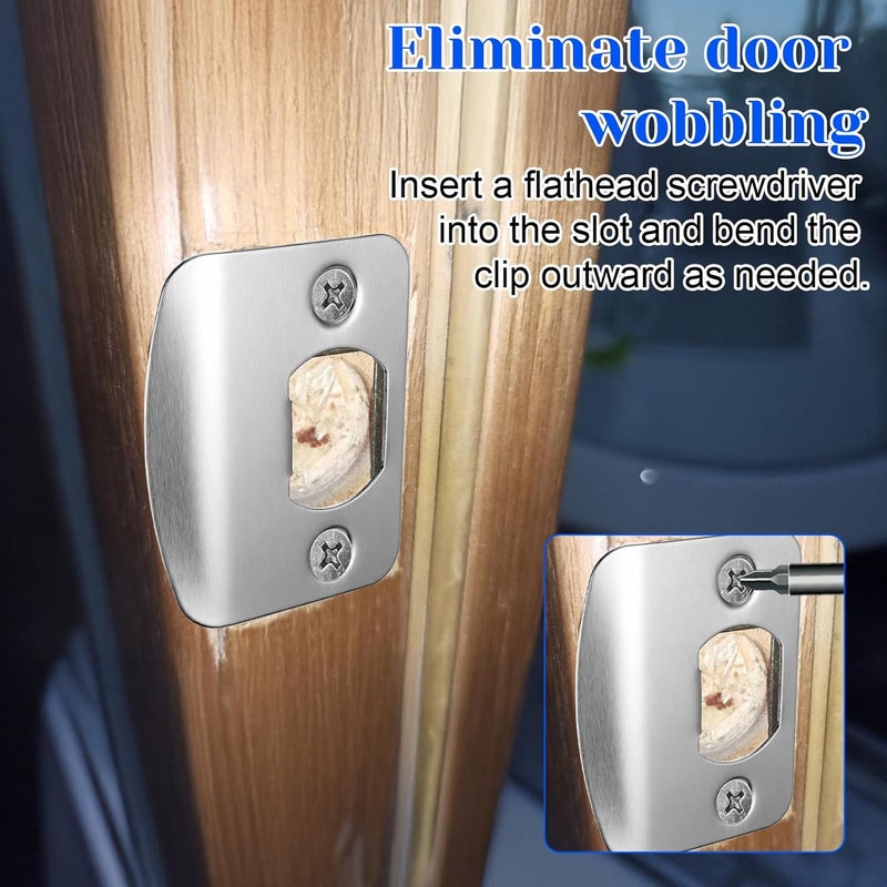 HaiFafafaing 2 Pack Door Strike Plate Deadbolt Strike Plate 2-1/4 Inch X 1-7/16 Inch Door Backplate Round Corner Strikes Plates for Interior Doors Home Office - Image 3